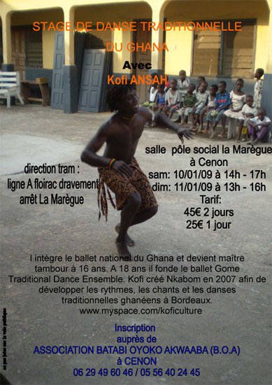 affiche du stage de danse africaine