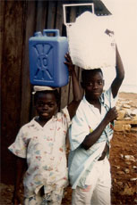 Street kids selling water