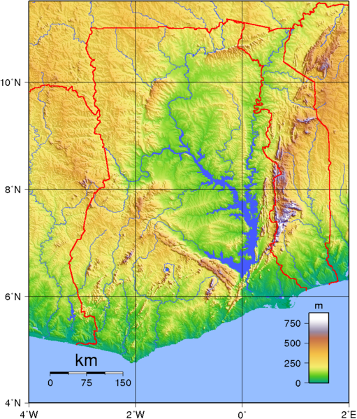 Topography of Ghana