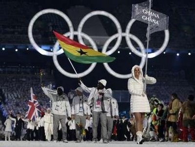 Kwame porte-drapeau du Ghana à a cérémonie dl'ouverture des JO