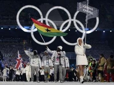 Kwame, Ghana flag-bearer at the opening ceremony of Vancouver Olympic Games