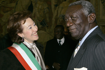 Mme Moratti, Maire de Milan, et John Kufuor