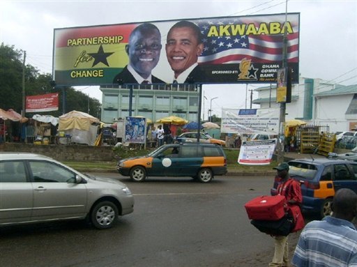 Affiche célébrant la venue de Barack Obama au Ghana