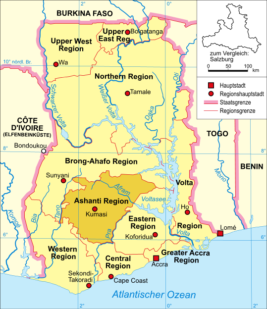 Carte Ghana région Ashanti