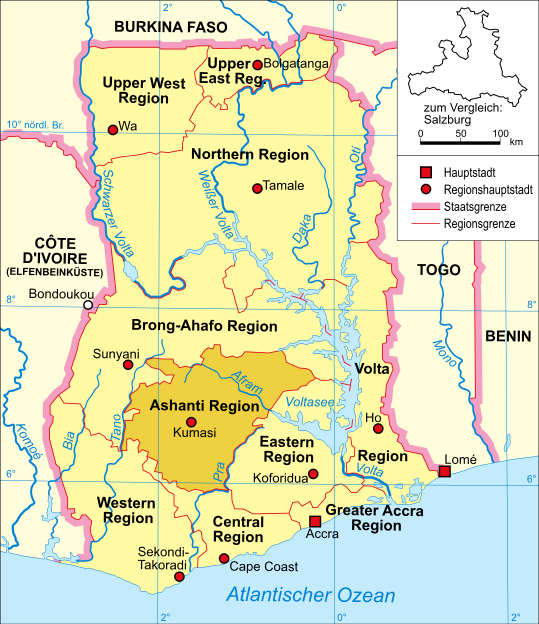 Carte Ghana rgion Ashanti